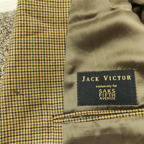 Jack Victor x Saks Sport Coat 100% Italian Cashmere Houndstooth Checked 46R - Picture 6 of 14